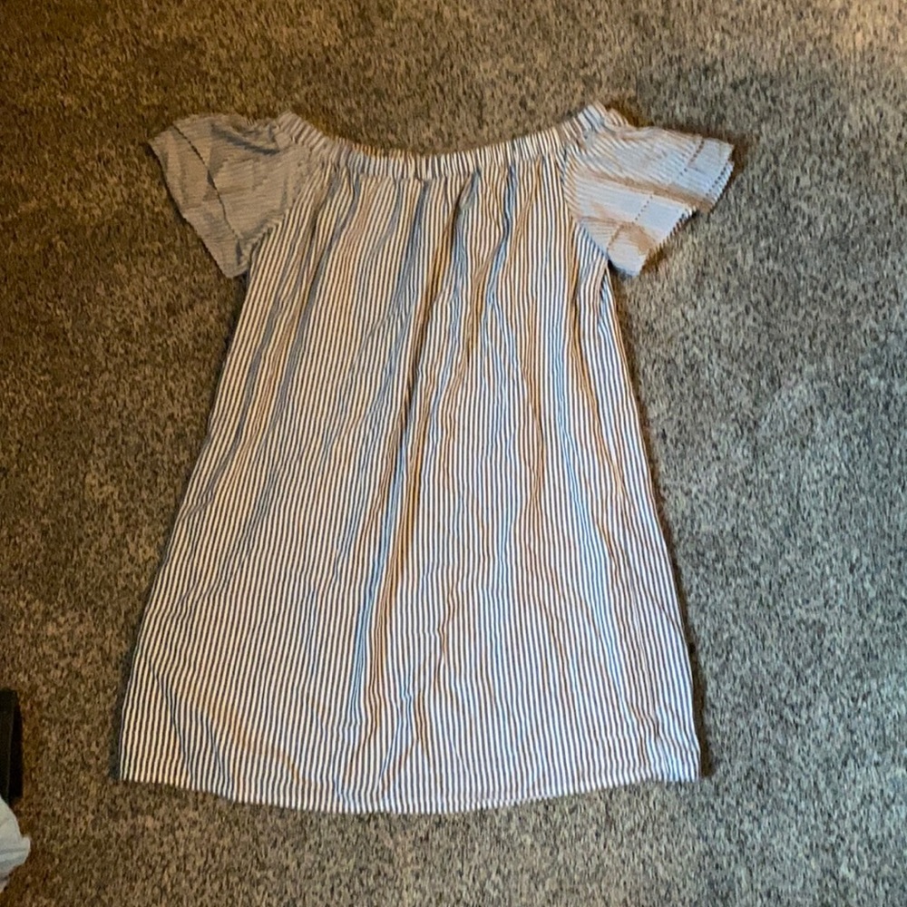 off the shoulder striped mini dress
